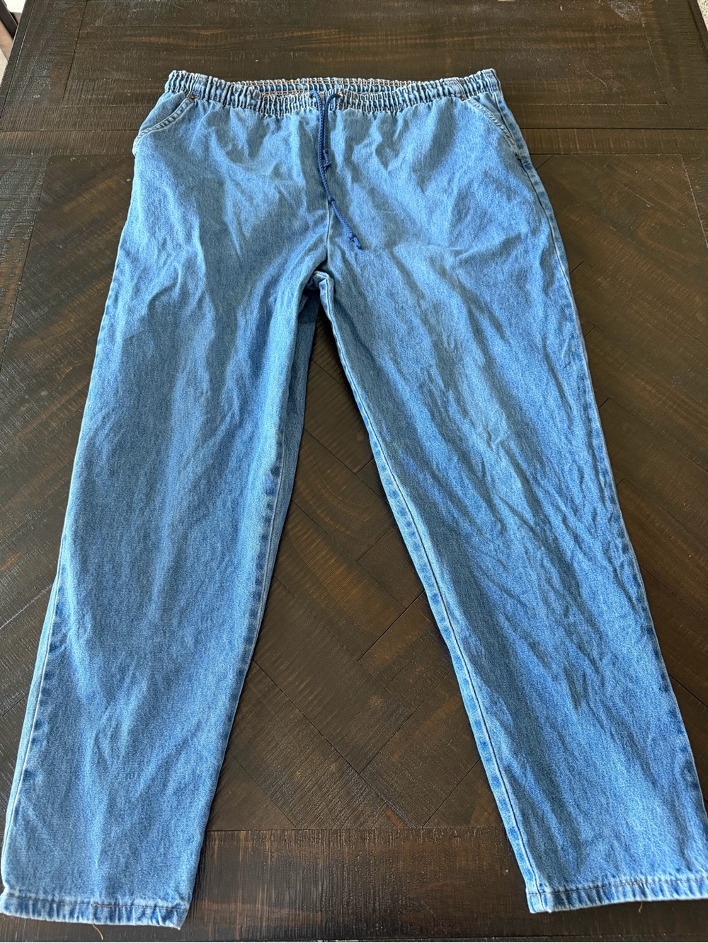 High-Rise Women's Elastic-Waist Blue Jeans